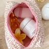 Sacs de rangement Joli sac de maquillage imprimé floral avec fermeture à glissière portable voyage pochette de soins de la peau cosmétique doux pour les femmes