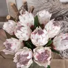 Fleurs décoratives Fleur artificielle Faux Protea Cynaroides Bouquet pour table de mariage Arrangement floral Décor Plantes Cadeau de la Saint-Valentin