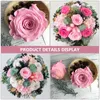 Decorative Flowers 12 Pcs/Box Preserved Flower Mini Artificial Rose Roses Bouquet Accessory Eternal Pink