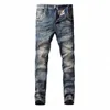 Fi Designer Hommes Jeans Haute Qualité Rétro Mer Bleu Stretch Slim Fit Ripped Jeans Hommes Style Italien Vintage Denim Pantalon U0Me #