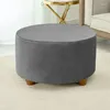 Housses de chaise en velours élastique, pouf rond tout compris, couleur unie, housses de repose-pieds pour chambre à coucher, en élasthanne, repose-pieds extensible