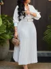 dr Dameskleding Plus Size Casual Geplooid Feest Maxi Dr Effen V-hals Ruches Club Avond Lg Japon Riem Set Lente Zomer X1gi #