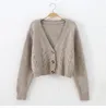 Automne hiver court taille haute couleur unie pull femmes simple boutonnage tricot cardigan petit sweter femmes veste nouveau top femme 89sl #