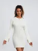 Casual Dresses Kimydreama Women Fall Sexy Sweater Dress Solid Bodycon Ribbed Cable Knit Long Sleeve Mock Neck Slim Fit A-Line Mini