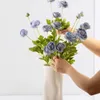 Fleurs décoratives artificielles en soie, renoncule persan, renoncule asiatique, fleur de céleri, 5 pièces pour arrangement, décoration de maison (bleu)