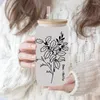 Window Stickers Beautiful Flower UV DTF Wrap Transfer Sticker For 16Oz Glass Cup Print Waterproof Diy Easy To Use D8957