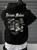 Dream Maker Brave Sculpture Wzór męskie Ubrania Kreatywne kieszonkowe Hip Hop Autumn Streetwear Polar Casual Male Clothing 240315