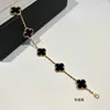 Fashion High Version Van Classic Four Leaf Clover Five Flower Bracelet 925 Sterling Silver Placcato con gioielli trasmissioni in diretta agata nera naturale in oro 18k