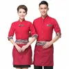 middle Sleeve Shirt+Apr Uniform Work Men Chinese Food Restaurant Waiter Clothes set Free Ship Hot Pot Cheap Workwear Sales H8vK#