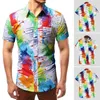 Men's T Shirts Summer 2024 Mens Loose Casual Beach Print Multicolored Splash Ink Short Sleeve Shirt Men