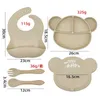 Cups Dishes Utensils Baby Feeding Plate Set Silicone Bowl Suction Plate Spoon Fork Bib Straw Cup Children Dishes Toddler Eating Tableware Set 240329