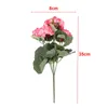 Fleurs décoratives 1 bouquet de plantes de géranium simulées artificielles faux bouquet de fleurs en soie pour la cérémonie de mariage décoration de jardin de maison de noël