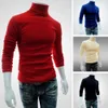 Spring Autumn Winter Men Slim Turtleneck tröja LG Sleeve Top Pullover Warm Stretch Knittad tröja Hög-hals Bottomskjorta E50P#