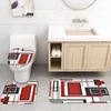 Douchegordijnen Badkamer Polyester Gordijn Set 3D Gedrukt Toilet Antislipmat Geometrisch