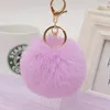 Sleutelhangers Merk Pluizige Bont Pompom 8 CM Voor BagsCars Charm Real Natuurlijke Ballen Imitatie Sleutelhanger K005-grijs Sleutelhanger Vrouwen