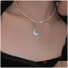 Anhänger Halsketten Europäische Mode Mond Halskette Bling Kette Zwei In Einem Stapelbaren Halbmond Für Frauen Weibliche Geburtsjahr Schmuck Drop de Dh21Q