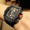 Relojes de diseño de lujo para hombre, moda informal, espejo de zafiro, diseño hueco, movimiento mecánico automático suizo 96IJ