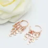 Dangle Oorbellen Paars Goud 585 Russische Vrouwelijke Ruit Kwastje Eenvoudige Prachtige 14K Kleur Oorclip