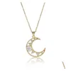 Collane con ciondolo Ins Moda Placcatura in oro Luna e sole Strass femminile Girasole Crescent Collana per gioielli da donna Consegna di goccia Dhxws