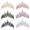 Hårklipp skenande barock krona eleganta metallprydnader prinsessa tiara huvudbonad brud rhinestone flickor