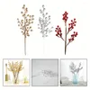 Decorative Flowers 4 Fork Red Fruit Berries Simulation Holly Berry 50cm Artificial Gold And Silver Flower Bouquet