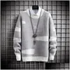 Herrtröjor Herr Mens Sticked Cashmere Sweater Men 2021 Winter Casual Plover Harajuku Korean Fleece Drop Delivery Apparel Clothing Dhcti