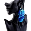 Dangle Earrings Elegant Blue Resin Cotton Tassel Pierced 2024 High Quality Bohemia Ethnic Jewelry