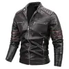 Casaco Masculino De Couro Falso De Couro PU Com Zíper Outono Casual Slim Corta-vento Chaquetas Jaqueta De Couro De Motocicleta