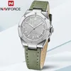 Naviforce Women Watch Top Brand Luxury Classic Lady Girl Girl Wristwatch Green本物の革ファッションブレスレット女性時計5026 240323