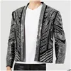 Herrenjacken Herren Schwarz FL Strass Jacke Männer Mantel Drill Punk Club Outfit Jaqueta Bomber Diamant Drop Lieferung Bekleidung Kleidung O Dhkvw