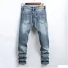 Herenjeans Nieuwe heren lente- en zomertijd Slim Fit Elastische taille Gat Modieus Drop Delivery Kledingkleding Dhgxs