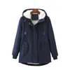 Женская теплая куртка с капюшоном, зимняя молния, повседневное флисовое пальто Fi, твердые плюшевые парки с рукавами Lg 09Hf #