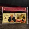 Fournitures de fête Trump 2024 Feuille d'or Impression couleur Billet de banque Favoris de la campagne présidentielle américaine Collection Dollar Bon commémoratif