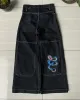 jnco di alta qualità ricamato Hip Hop Y2K jeans larghi Tribal Jeans Gothic Streetwear Harajuku Pantaloni neri Vita gamba larga Pantaloni 92Cf #