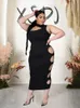 Лето Dr Women 2023 Новинка черного цвета Dr Tight Hollow Out Sexy Lg Dres Chic Elegant Plus Size Оптовая Прямая поставка B0EU #