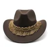 Baretten Britse stijl riem zachte vilten hoed voor mannen en vrouwen Top platte rand gentleman wollen jazz western cowboy