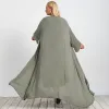 2 Stuks Plus Size Vrouwen Jurk Sets Swing Ronde Hals Kantoor Dame Tweedelige Sets 2024 Vrouwen Outifits 2XL 3XL 4XL A5s2 #