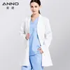 Anno White Lab Coat Tissu élastique Docteur Uniforme Scrubs Outfit Vêtements médicaux Lg Sleeve Doctor Suit Chimie Elasticité Ou R3E1 #