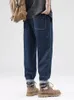 Jeans pour hommes Printemps Été Noir Bleu Cargo Hommes Mode Coréenne Bande Taille Coton Léger Droit Denim Pantalon Lâche Jean Pantalon