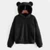 women's Pullover Lg Sleeve Fleece Sweatshirt Warm Bear Shape Fuzzy Hoodie Sweater Pullover 64di#