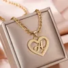 Personlig 18K Plate Gold Heart Initial Letter Pendant A-Z Bet Halsband Charm Halsband Rostfritt stål smycken för kvinnor 240329