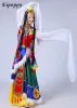Kostium tańca tybetańskiego Kostium żeńska Tybetańska białe jedwabne rękawy kostium mniejszościowy taniec l1mb#