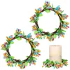 Anneau de fleurs décoratives, 2 pièces, décor de printemps, couronne de porte de pâques, Simulation de faux fil de fer, devant de fête de baies