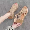 Летние сандалии из натуральной мягкой искусственной кожи в римском стиле, женская обувь на массивном каблуке 5 см, обувь для мам, модная верхняя одежда, женские сандалии на танкетке H240328UNDV
