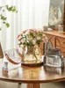 Wazon wazon szkło kreatywne wysokiej jakości lekkie luksusowe kwiaty hydroponiczne róży przezroczyste małe ozdoby