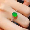 Bagues de cluster Naturel Green Jade Agate Emerald Gemstones Zircon Diamants pour femmes Or blanc Bandes remplies Fine Bijoux Cadeaux d'anniversaire