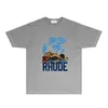 Rhude Brand Tshirt Womens and Mens Designer Trend Trend Fashion krótkie rękaw RH119 Gallop Racing Print T-shirt Short-Sleeved Rozmiar S-XXL