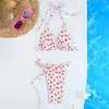 Costume da bagno da donna Cikini-Set bikini a triangolo con stampa da donna con cinturino da annodare bralette e fondo del costume da bagno estivo da spiaggia 2 pezzi