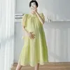 Maternity Dresses Korean Loose Pregnant Women Chinese Qipao Puff Sleeves Sweetheart Pregnant Women Chiffon Dress Soft and Lightweight DressL2403