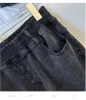 Plus -storlek lg jeans för kvinnor stor stuga grå svart pocket denim byxor kvinnliga 3xl 4xl 5xl 6xl 7xl fi street kläder o3yd#